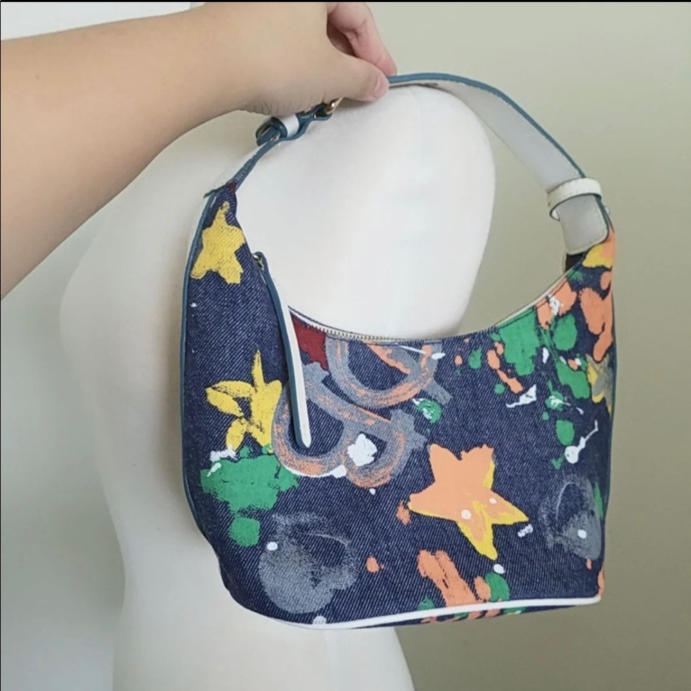Dooney & Bourke Graffiti Denim Hobo Purse